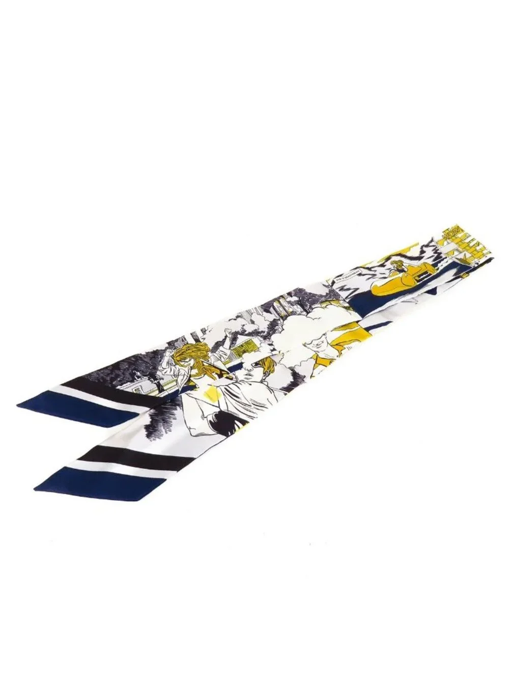 Hermes Twilly Marine Gold Blanc Silk Wow Scarf